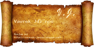 Vavrek János névjegykártya